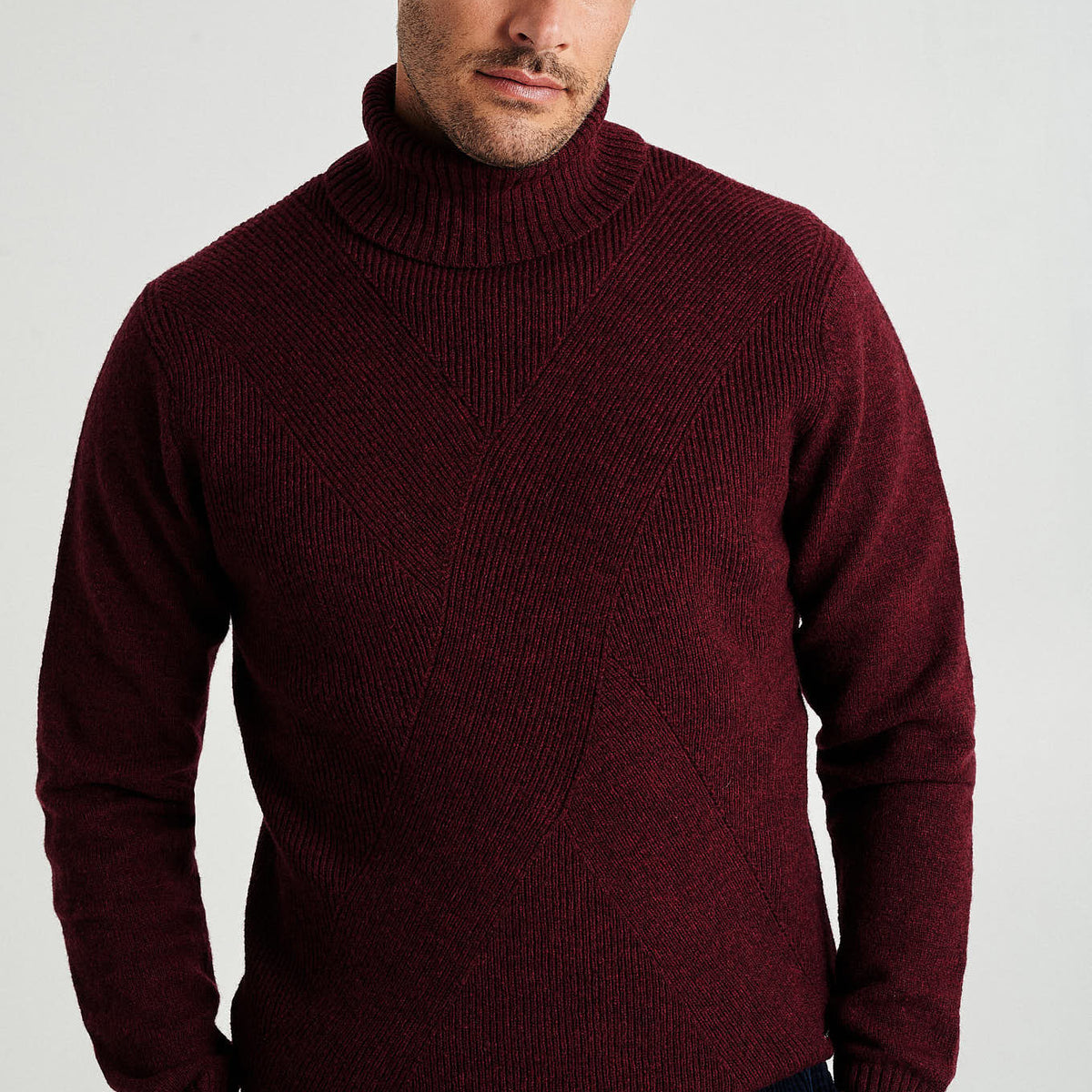 Melka Maroon Mens Jumper Men's Long Sleeve Turtle Neck Sweater