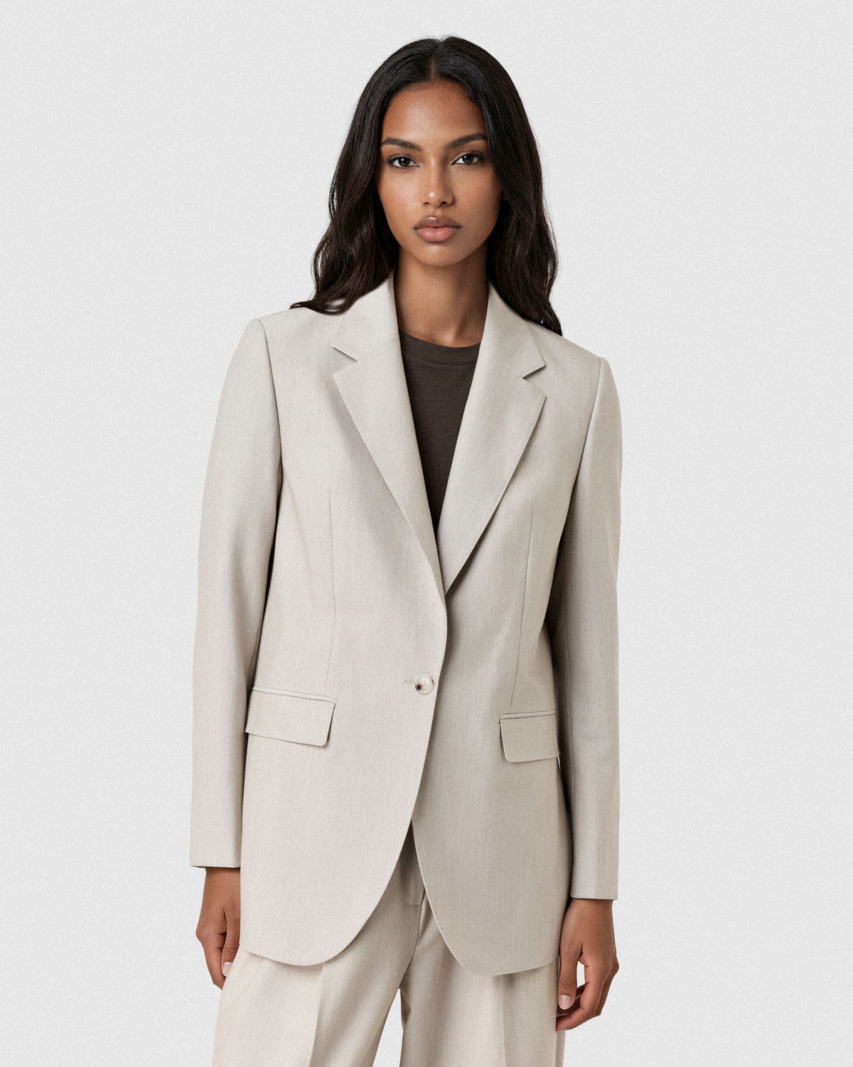 Sacoor Brothers Regular Fit Single-Breasted Blazer With Notch Lapels, Beige