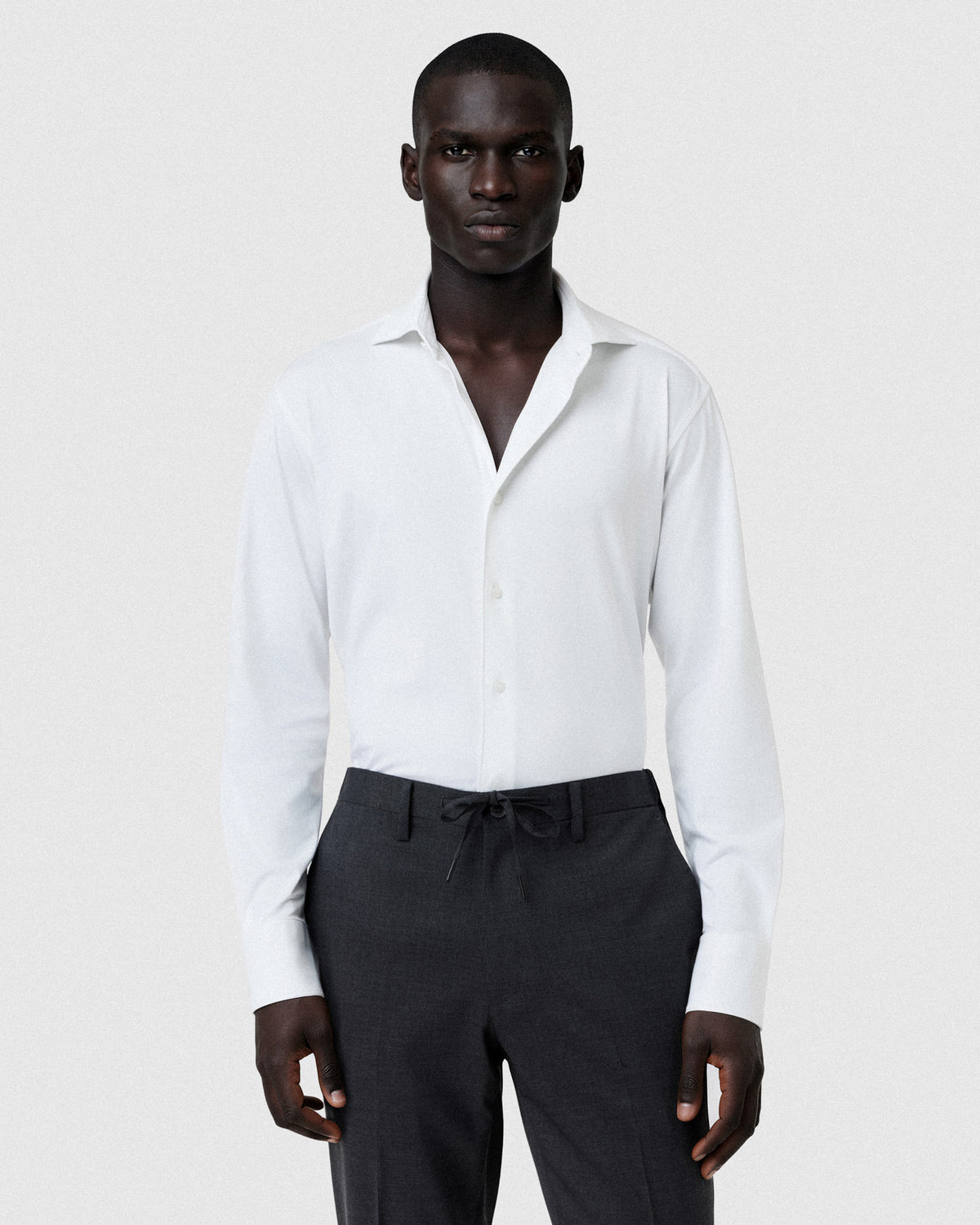 Sacoor Brothers Slim Fit Travel Flex Plain Newport Collar Shirt, White
