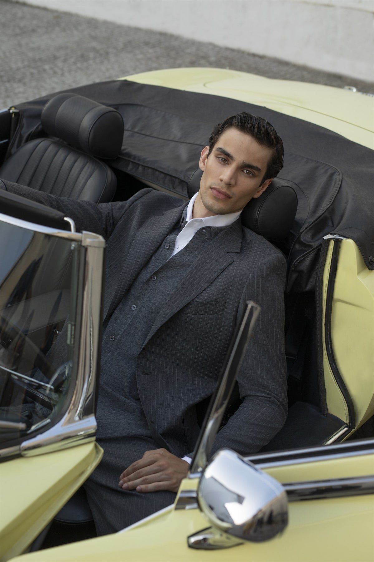 Sacoor Brothers Slim Fit Stripe Pure Wool Suit, Grey