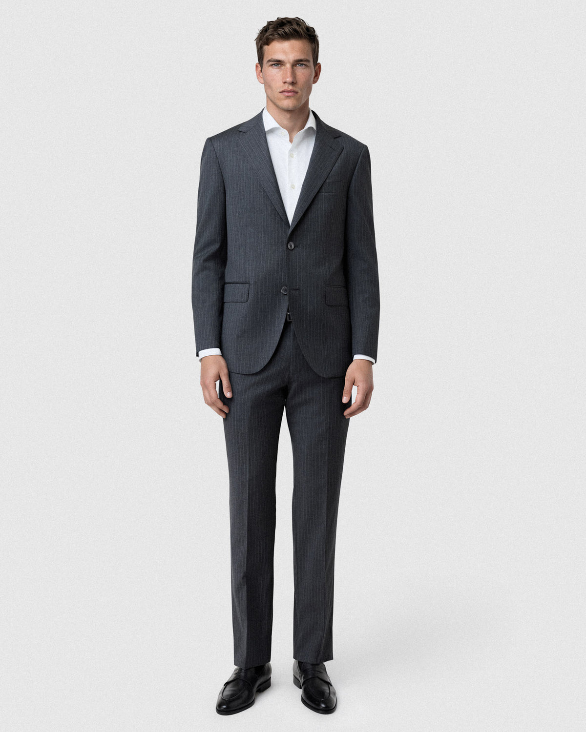 Sacoor Brothers Slim Fit Stripe Pure Wool Suit, Grey
