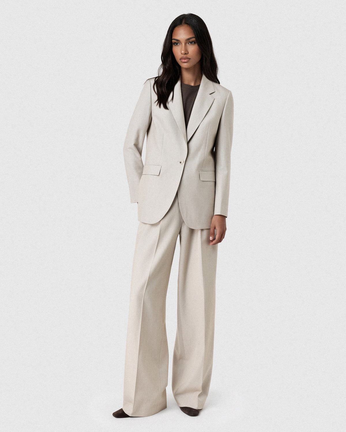 Sacoor Brothers Regular Fit Single-Breasted Blazer With Notch Lapels, Beige