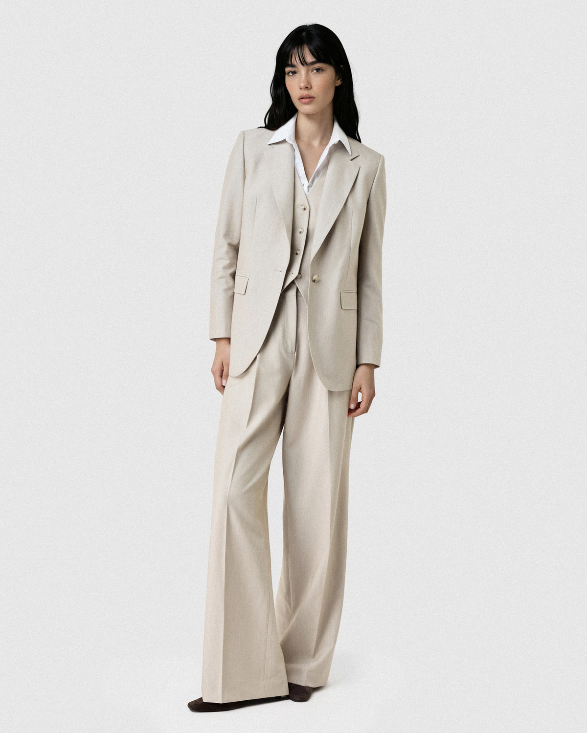 Sacoor Brothers Regular Fit Single-Breasted Blazer With Notch Lapels, Beige