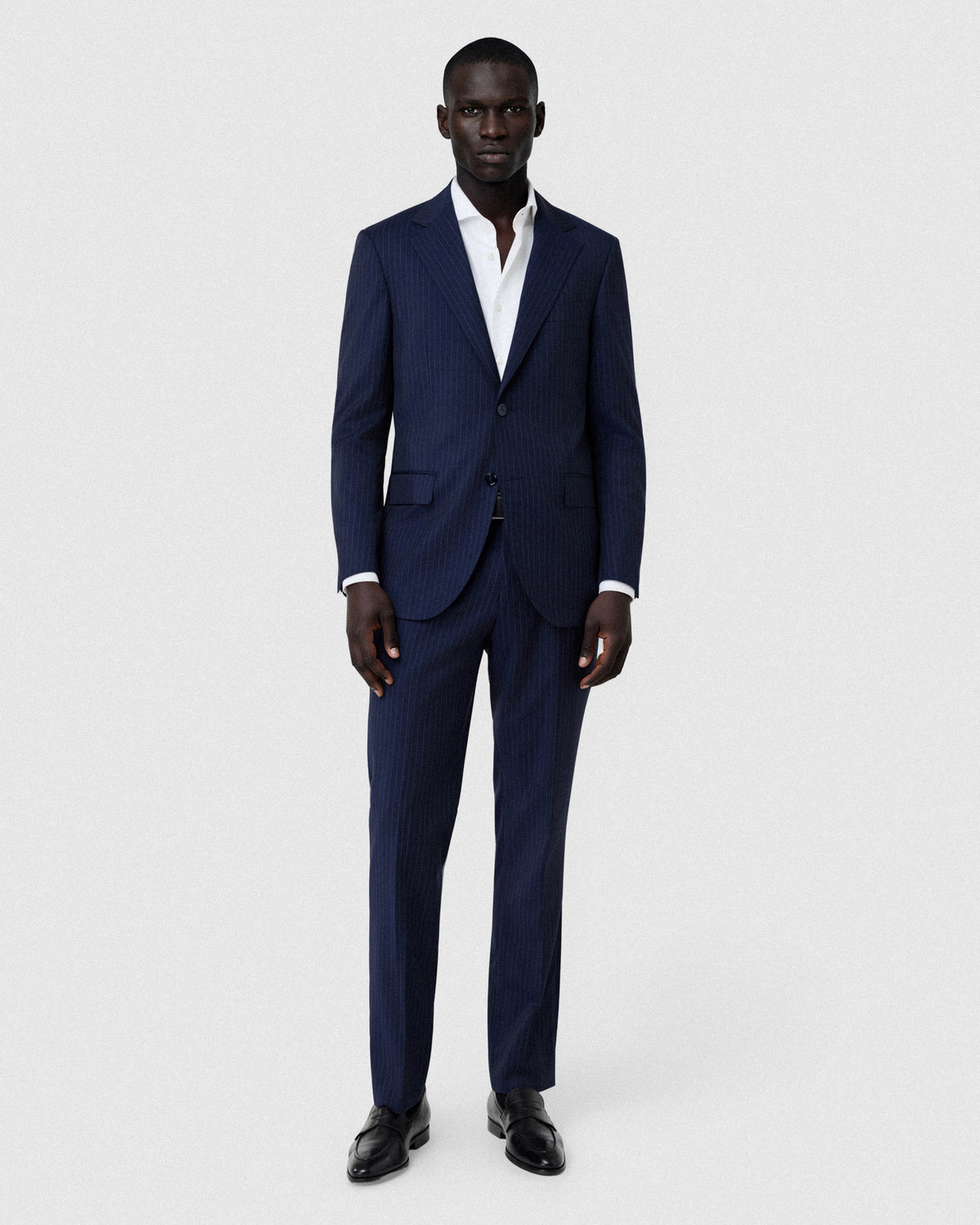 Sacoor Brothers Slim Fit Stripe Pure Wool Suit, Dark Blue