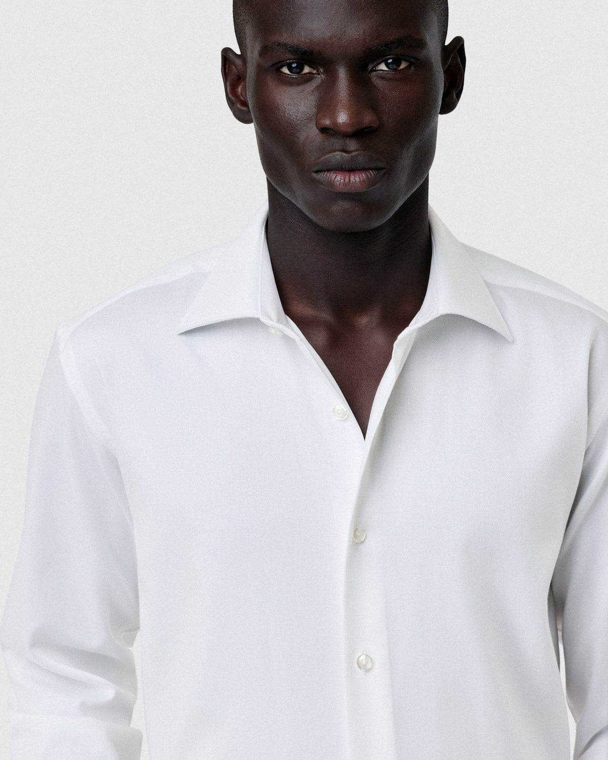 Sacoor Brothers Slim Fit Business Structures Oxford Collar Shirt, White