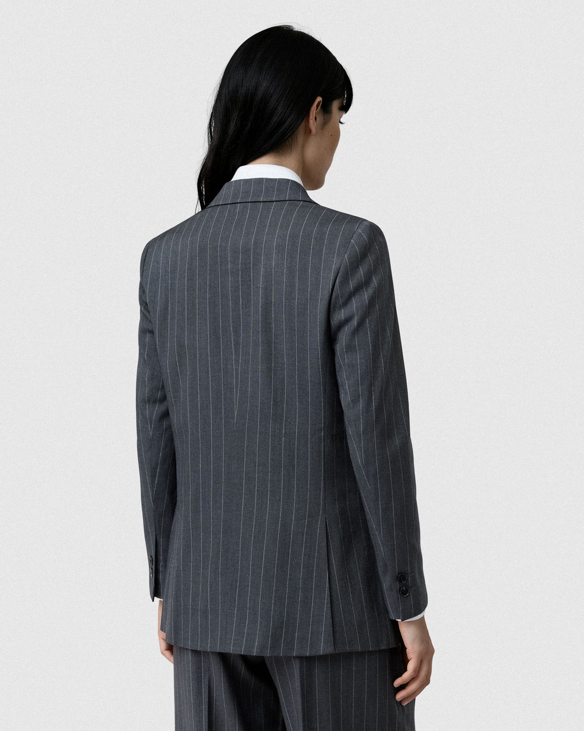 Sacoor Brothers Regular Fit Double-Breasted Pinstripe Blazer, Dark Grey
