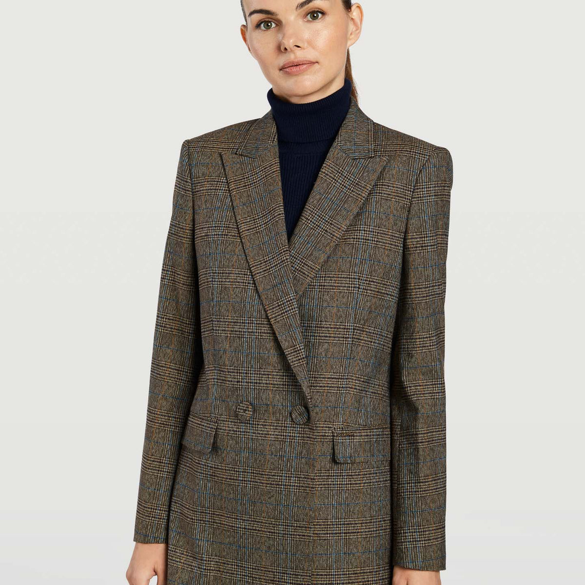 Checked Double-Breasted Suit Blazer – Sacoor Brothers Malaysia