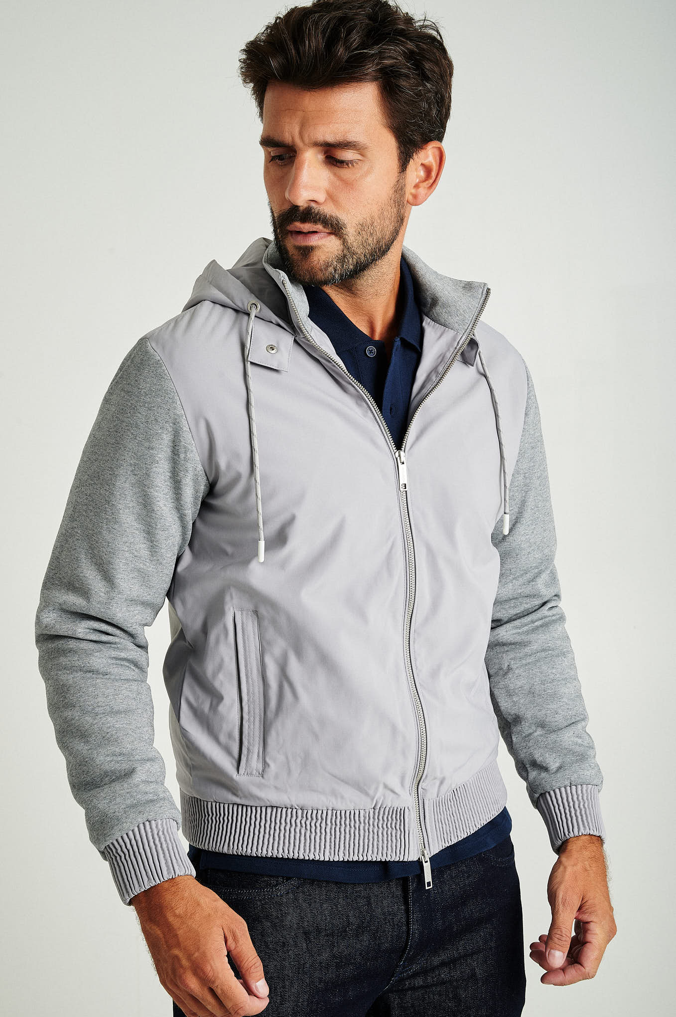 Men's hybrid zip-through hooded jacket – SacoorBrothers Malaysia