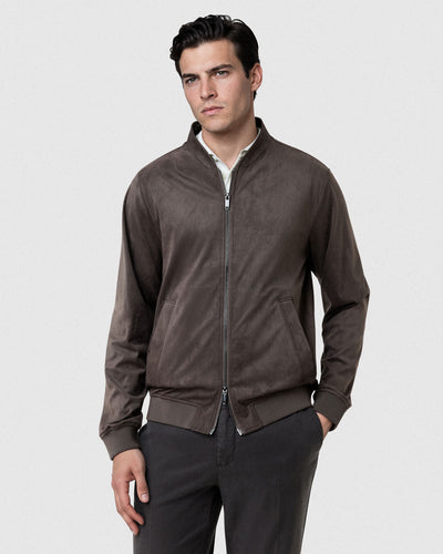 Suede-Effect Zip-Up Bomber Jacket