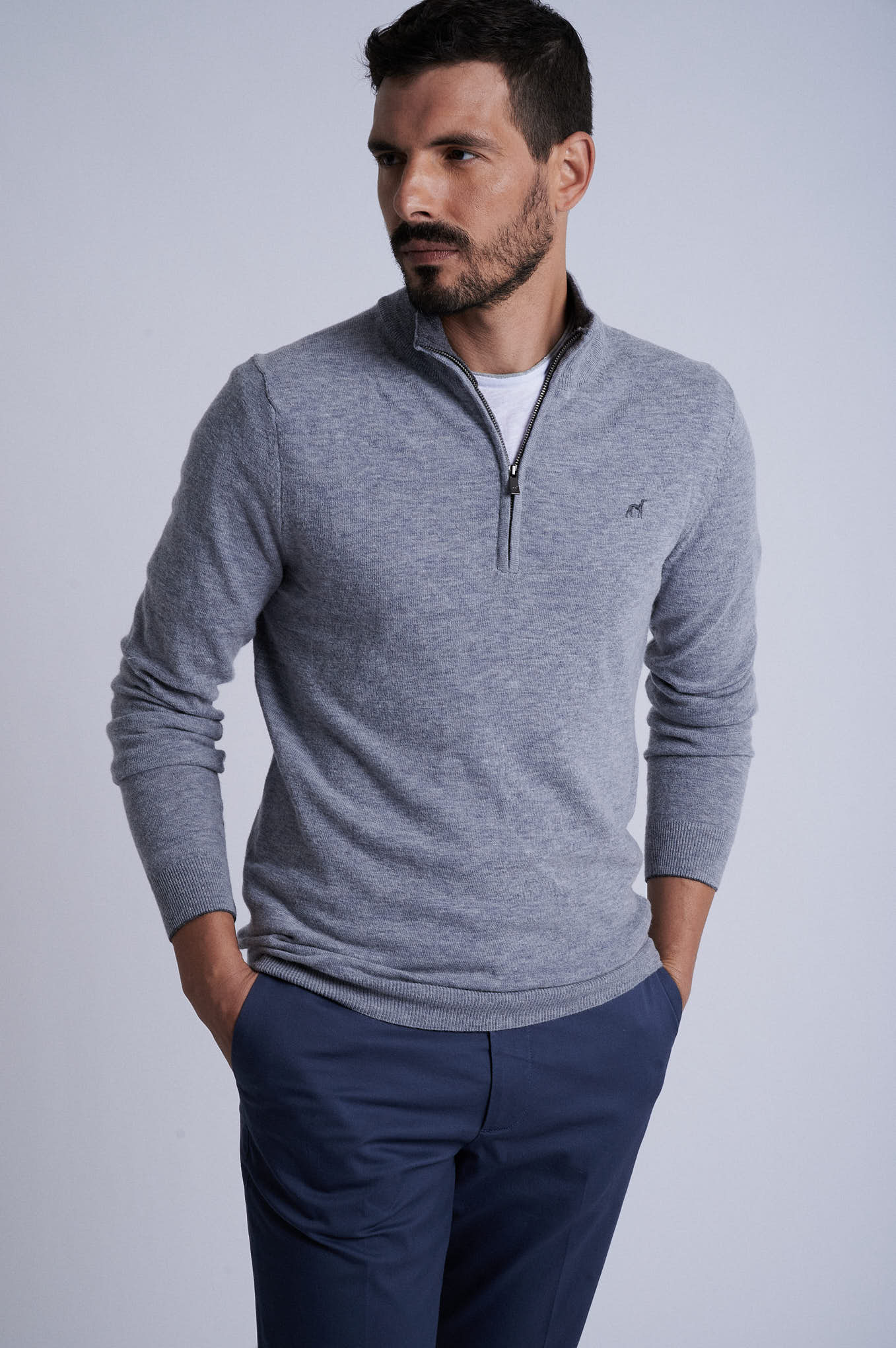 Men s Casual Turtleneck Sweater with Zipper Sacoor Brothers Malaysia